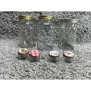 7 Glass Canning Jars Twist Lids Small And Medium Storage Containers Kitchen